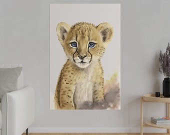 Cute Cheetah Canvas Art, Safari Nursery Decor, Safari Nursery Art, Boho Nursery Wall Art, Safari Baby Animal Prints, Nursery Gift