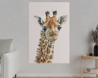 Cute Giraffe Canvas Art, Safari Nursery Decor, Safari Nursery Art, Boho Nursery Wall Art, Safari Baby Animal Prints, Nursery Gift