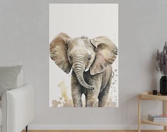 Cute Elephant Canvas Art, Safari Nursery Decor, Safari Nursery Art, Boho Nursery Wall Art, Safari Baby Animal Prints, Nursery Gift