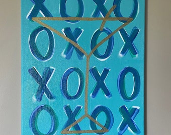 XOXO Martini Glass Canvas Painting