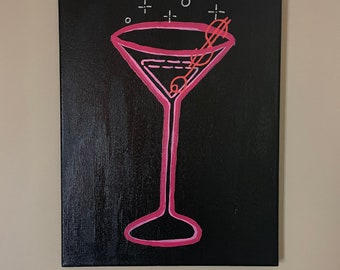 Martini Glass with Bubbles Canvas Painting