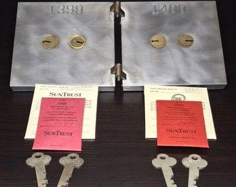 Two Vintage Diebold Safe Deposit Box Doors w/ Keys