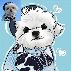 Custom Pet Portrait from photo, Personalized Chibi Style Pet Drawing, Kawaii Animal Illustration, Memorial Pet Gift Birthday Present