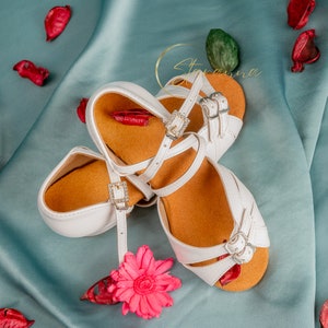 Flower Girl White Heels - Toddler Dance Shoes, Kids Heels for Ballroom & Latin Dance, Ballet Heels, Back to School Sandal, Girls Shoes 3.5cm