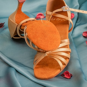 Beige Salsa Bachata Kizomba Heels - 7.5cm Dance Prom Shoes, Ideal for Tango and Women&#39;s Latin Dance Footwear