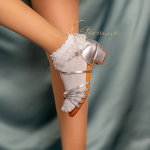 Handmade Toddler Prom Flower Girl Ballroom Salsa Shoes 3.5cm Heels