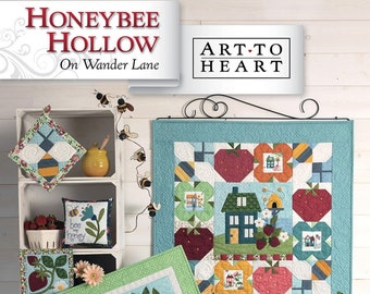 Honeybee Hollow On Wander Lane Quilt Pattern (June - Block 6) by Nancy Halvorsen of Art to Heart