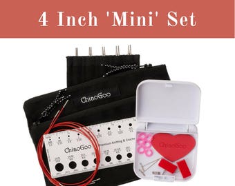 ChiaoGoo TWIST 4-Inch Stainless Steel Red Lace Interchangeables Knitting Needles - MINI Set