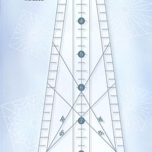 May include: A clear plastic ruler called a "Squedge" that is used for quilting. It is a 15-degree wedge and 24 squedges make a 16 1/2 inch square. The ruler is marked with numbers 2 through 9 and has lines for 30 and 45 degree angles. The text "A Squedge is a Squared Wedge!" is printed on the ruler. The text "Tool design by Cheryl Phillips www.phillipsfiberart.com Made in USA" is also printed on the ruler.