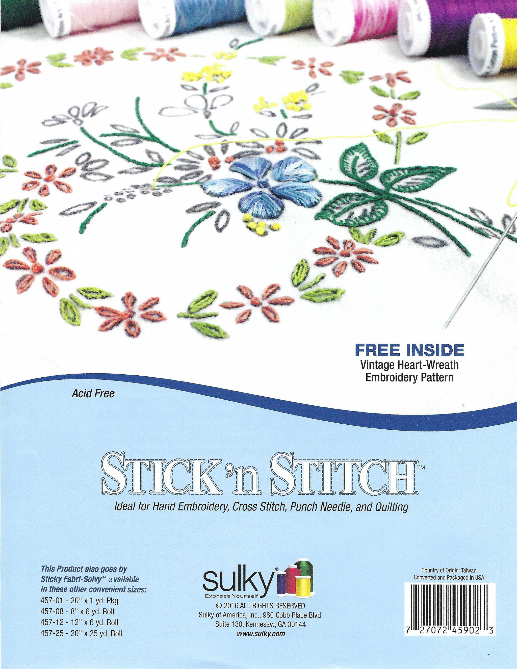 Sulky Stick N Stitch Adhesive Wash Away Stabilizer 