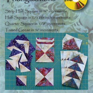 May include: A green cutting mat with various fabric squares in different patterns and colors. The squares are arranged in rows and columns. The text "Triangulations™ 4.00" is visible at the top of the image. The text "Bear Paw Productions" is visible at the bottom of the image.
