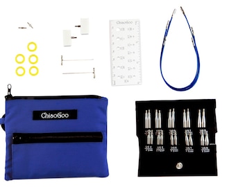Chiaogoo Twist Shorties Lace Interchangeable Knitting Needles Blue Set, Sizes US-4 - US-8 with 2-Inch and 3-Inch Tips
