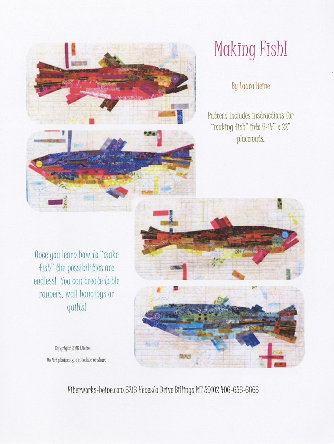 Making Fish Fused Fabric Collage Quilt Pattern by Laura Heine of ...