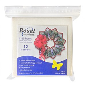 In-R-Form Plus Single-Sided Fusible Stabilizer 6-Inches x 6-Inches 12-Pack by Bosal Foam and Fiber