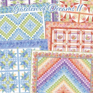 May include: A quilt pattern book titled "Garden of Dreams II" by Jason Yenter. The book cover features a collage of colorful quilt blocks with floral patterns and geometric designs.