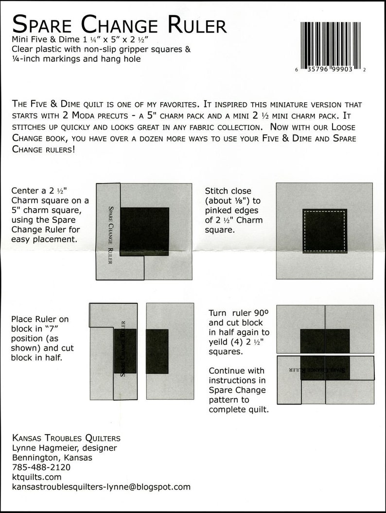 SPARE CHANGE QUILT RULER Kansas Troubles Quilters Mini Five & Dime 1.5"x2.5"x5" SPARE CHANGE QUILT RULER Kansas Troubles Quilters Mini Five & Dime 1.5"x2.5"x5"