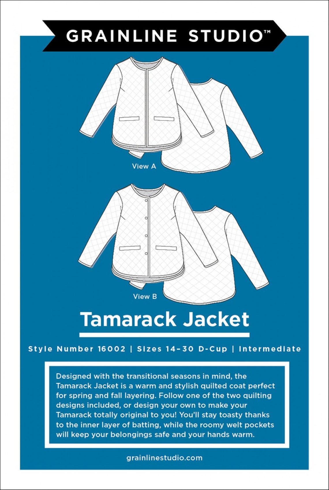 Tamarack Jacket Sewing Pattern by Grainline Studio Style Etsy