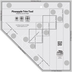 Bloc Loc 1.5 Inch Half Square Triangle Tool Quilting Notions Ruler Rotary  Cutter Ruler HST 15 Make Accurate Half Square Triangles Easily 