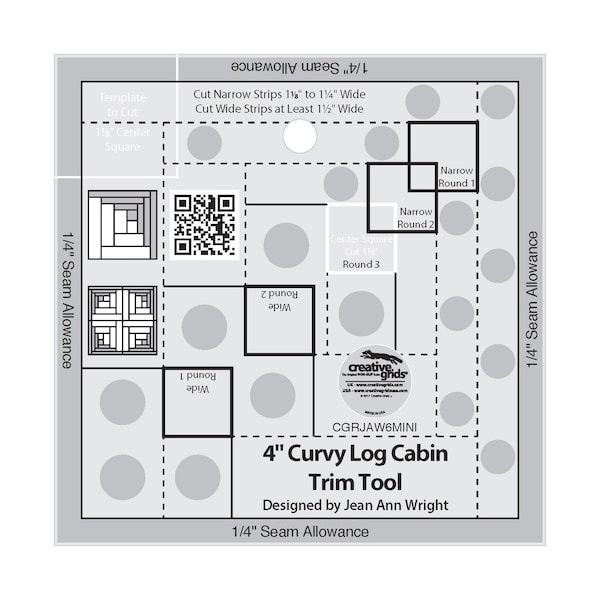 Creative Grids Curvy Log Cabin Trim Tool For 4-Inch Finished Blocks (CGRJAW6MINI)