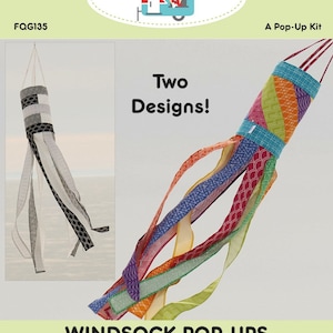 May include: A pop-up kit for making a windsock. The kit includes instructions, a spring, a swivel hook, and a label. The image shows two different windsock designs, one with black and white stripes and the other with colorful stripes.