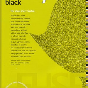 Mistyfuse Black Sheer Fusible Webbing 20 Inch x 90 Inch