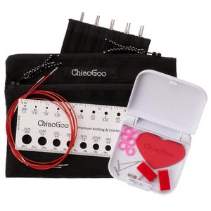 Agujas de tejer intercambiables ChiaoGoo TWIST de acero inoxidable de 5 pulgadas con encaje rojo - Juego mini imagen 1