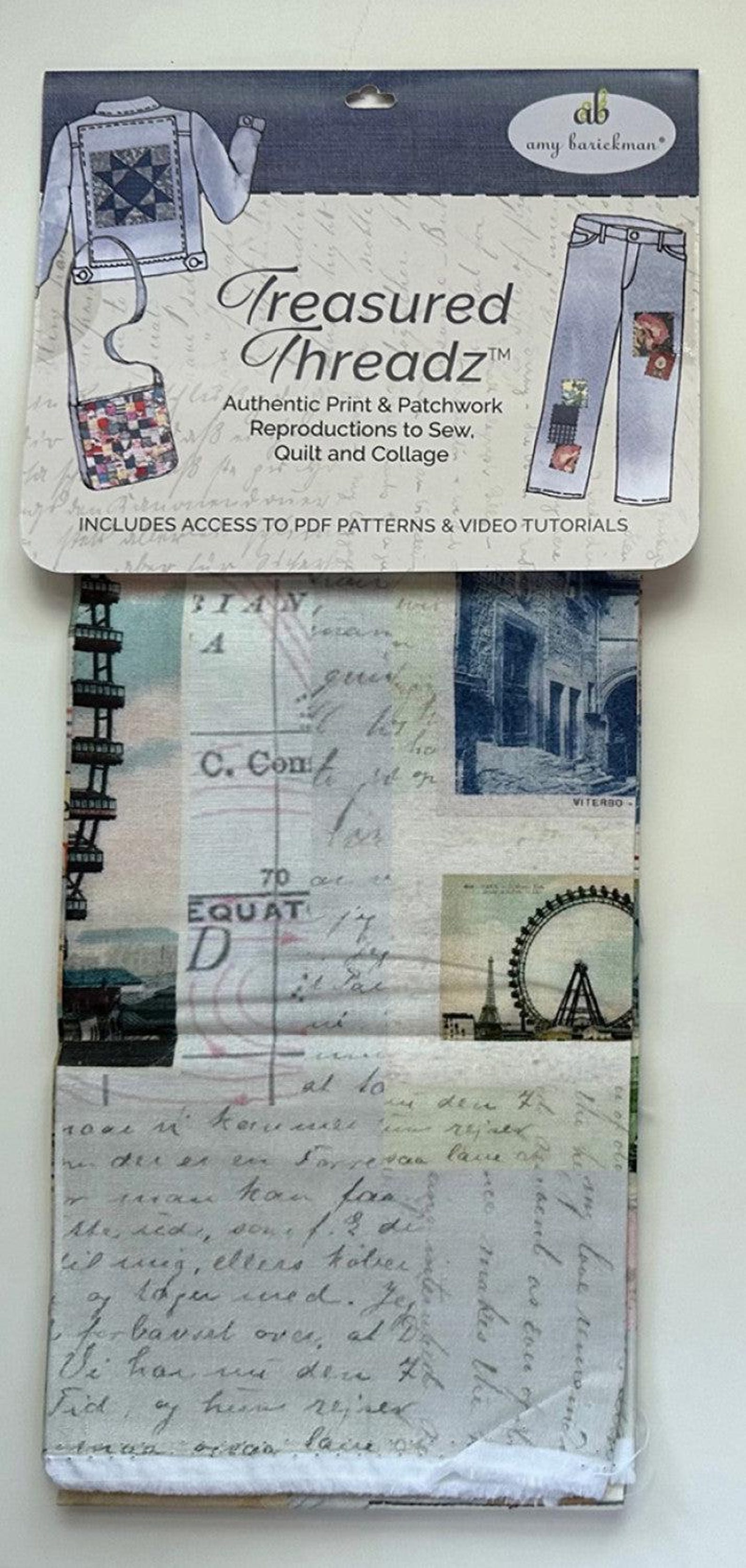 Around the World Collage Fabric Panel by Amy Barickman for Treasured ...