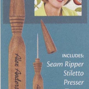 Alex Anderson&#39;s 4-In-1 Essential Sewing Tool Seam Ripper Stiletto Press Tube Turn