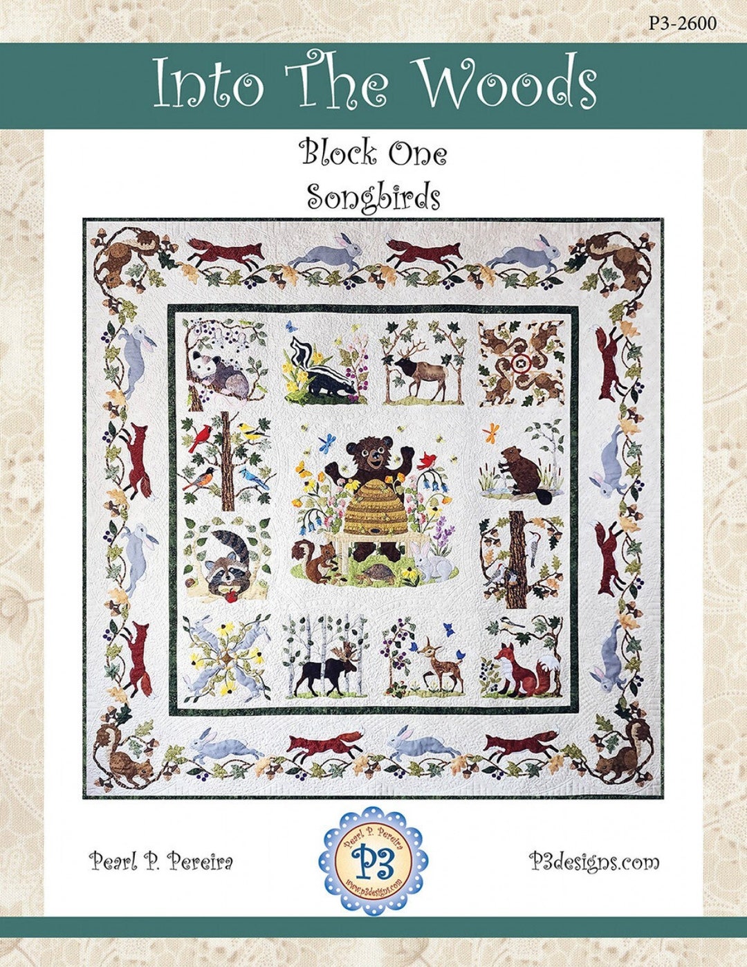 Into the Woods Applique 13 Quilt Pattern Set by Pearl P Pereira of P3