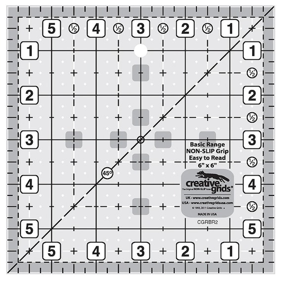 Creative Grids Basic Range 6-inch Square Quilt Ruler CGRBR2 