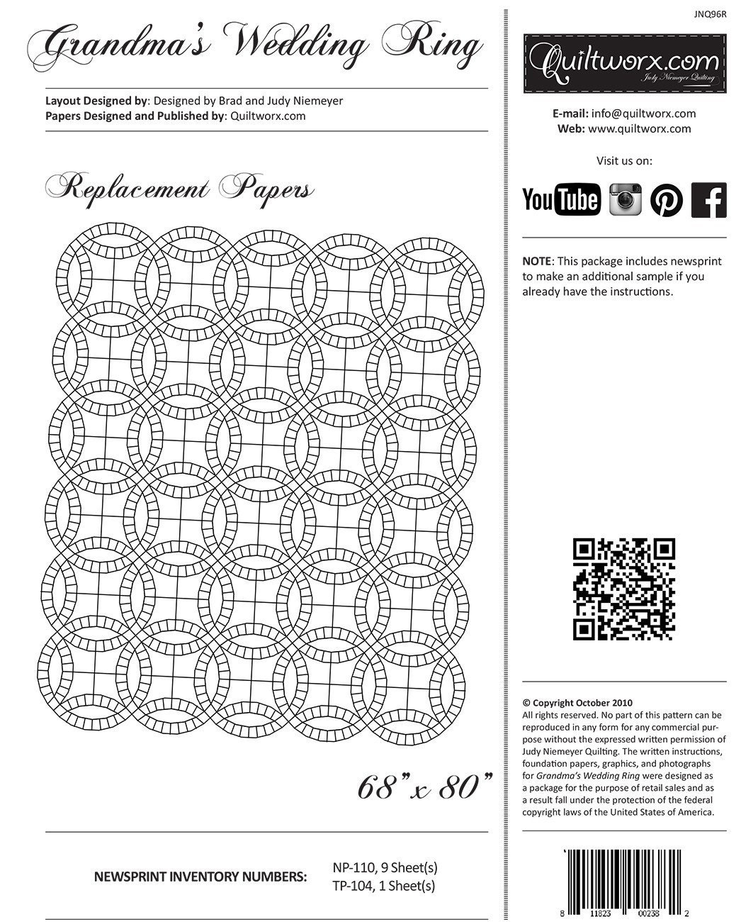 Pickle Dish 7 Points Double Wedding Ring Quilt Templates Quilting Block  Pattern PDF 