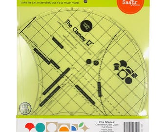 The Clammy 12-Inch Quilt Template for Clamshell, Circle, Half Circle, Orange Peel, and Drunkards Path