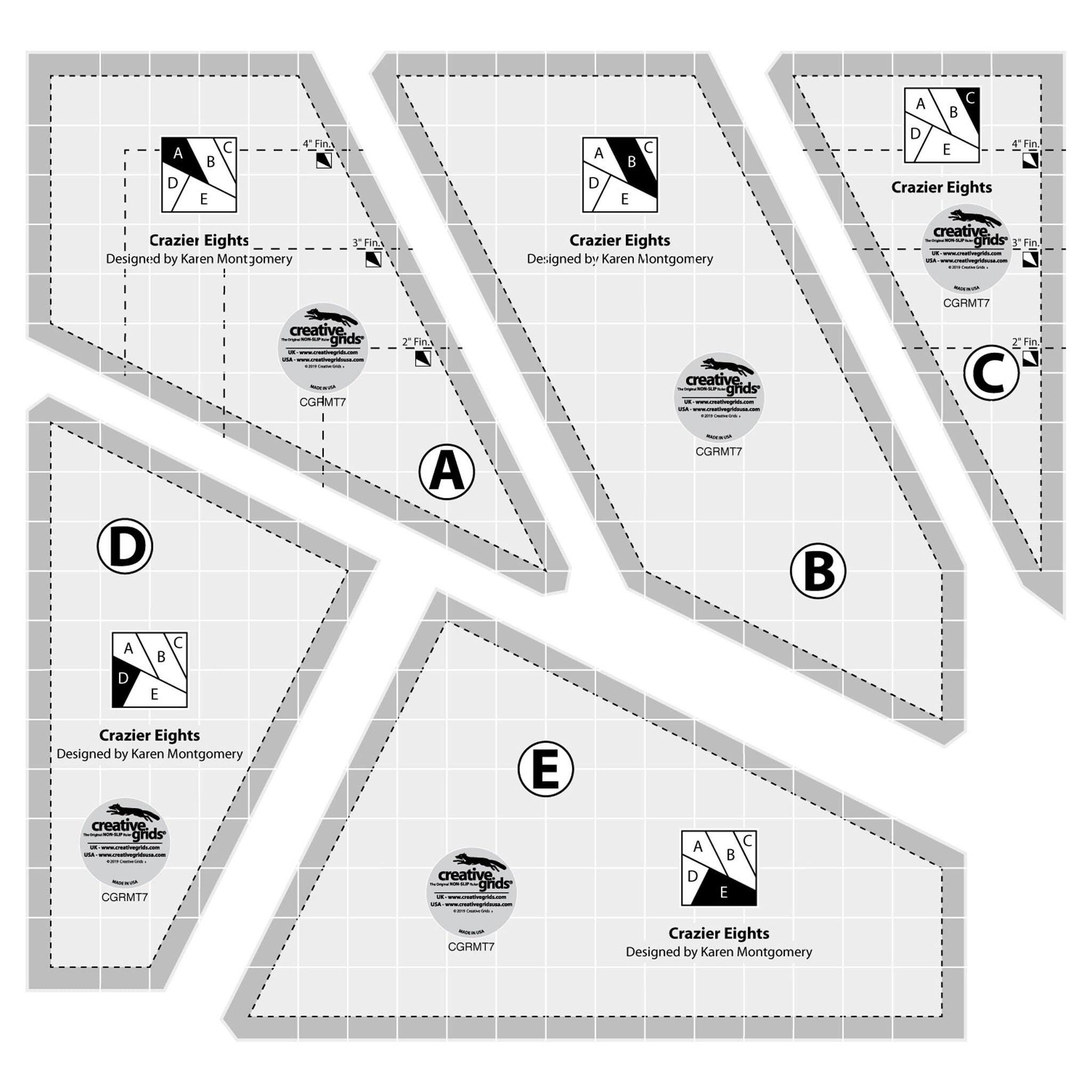 Creative Grids Crazier Eights Quilting Ruler Template (CGRMT7)
