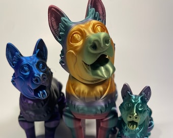 3D Printed Articulated German Shepherd Fidget Toy – Flexi Dog Figurine, Desk Decor, Unique Gift for Dog Lovers