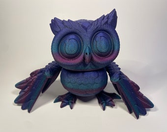 3D Printed Articulated Owl Fidget Toy – Flexi Bird Figurine, Desk Decor, Sensory Gift for Animal Lovers