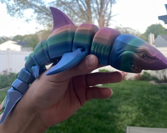 3d Printed Articulated Flexi Great White Shark High Quality Fidget Figurine Sensory Desk Toy