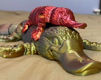 3D Printed Articulated Platypus Fidget Toy – Flexi Animal Figurine, Desk Decor, Funny Sensory Gift for Animal Lovers
