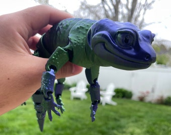 3D Printed Articulated Leopard Gecko Fidget Toy – Flexi Reptile Figurine, Desk Decor, Sensory Gift for Kids & Animal Lovers