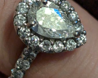 Anello di fidanzamento con fascia in platino, bellissimo paio di diamanti a forma di coppia da 0,9 ct, pagato 5.000 in meno di 12 mesi Mesi fa. LAVORO CARTOTECNICO INCLUSO
