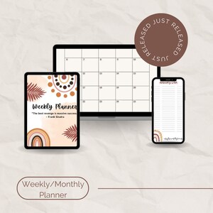 Weekly Planner, Monthly Budget, Weekly Meal Planner with Grocery List, iPad Planner, Digital Journal PDF, Boho Rainbow Design, Daily Planner