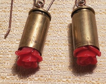 9mm Flowered Bullet Earrings