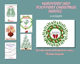 Arte navideño con huellas de manos y pies / Recuerdo para bebé (Descarga digital)