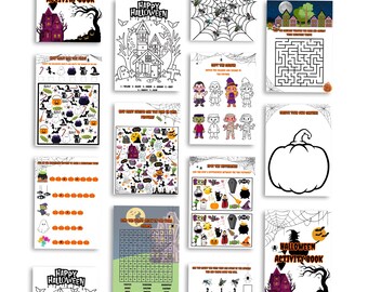 Paquete de actividades de Halloween imprimibles / Páginas para colorear para niños (PDF)