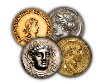 Vintage Coin Coaster Set, Cork Backed Coasters, Coaster Set, Roman, Old Roman Coins, Old Greek Coins