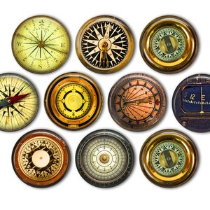 Vintage Compass Pin Back Buttons, Backpack Pins, Jacket Buttons, Flat Back Button, Vintage Travel, Steampunk Decor, Nautical