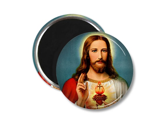 Sacred Heart Magnets, Button Magnets, Fridge Magnets,  Round Magnets, Office Supplies, Immaculate Heart, Jesus Sacred Heart, Catholic Gifts