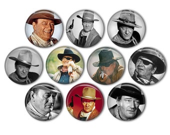 Épingles dans le dos John Wayne vintage, épingles de sac à dos, boutons de veste, bouton dos plat, star de cinéma vintage, le duc, cowboy d'Hollywood