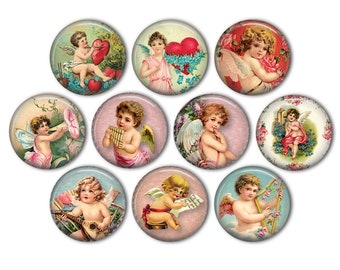 Vintage Valentine Cherub Pin Back Buttons, Backpack Pins, Jacket Buttons, Flat Back Button, Party Decor, Valentine Gift, Cherubs, Sweetheart