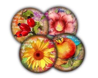 Summer Fruit & Flowers Drink Coasters, Coasters, Tableware, Barware, Coaster Set, Summer Decor, Floral Decor, Fruit Decor