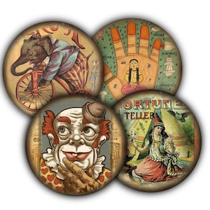 Creepy Carnival Coaster Set, CorkBacked Coasters, Coaster Set, Handmade Gift, Personalized Home Decor, Halloween Decor, Vintage Circus